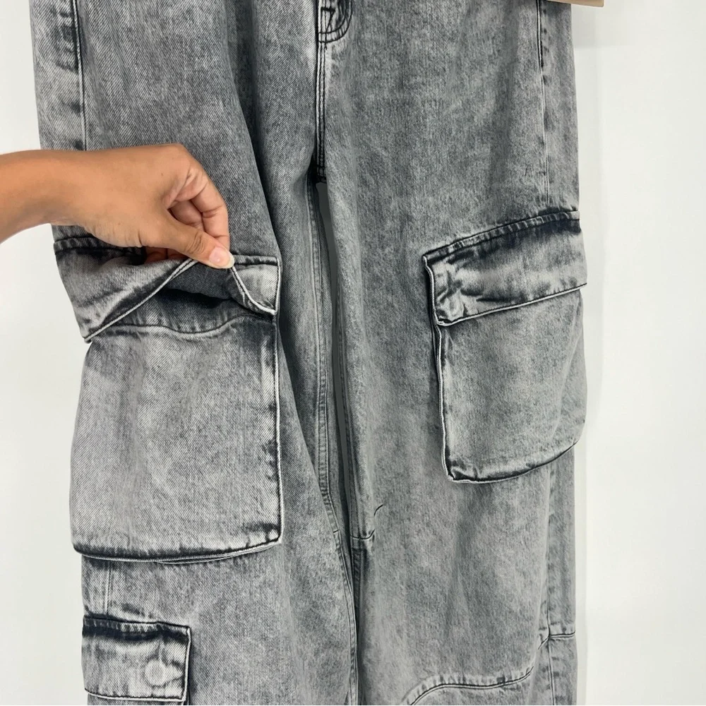 Snacks by Mother The Side Dish Cargo Skimp Gray Jeans in Salt and Pepper 27 NWT - Picture 3 of 11